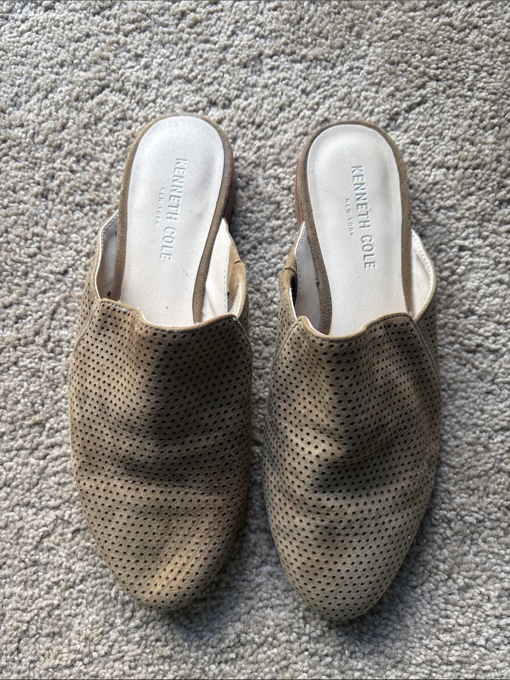 Kenneth Cole Perforated Suede Mule - Beige/Tan